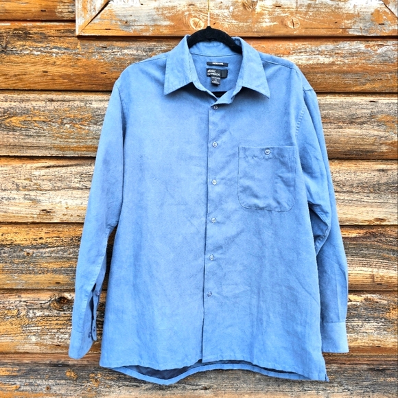 Marc Edward's Other - Marc Edward's Sueded Luxe Blue/Gray Button Up Longsleeve Suede Shirt Top Size M